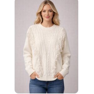 🥶 MORGAN TAYLOR White Fringe Sweater NWT 1X